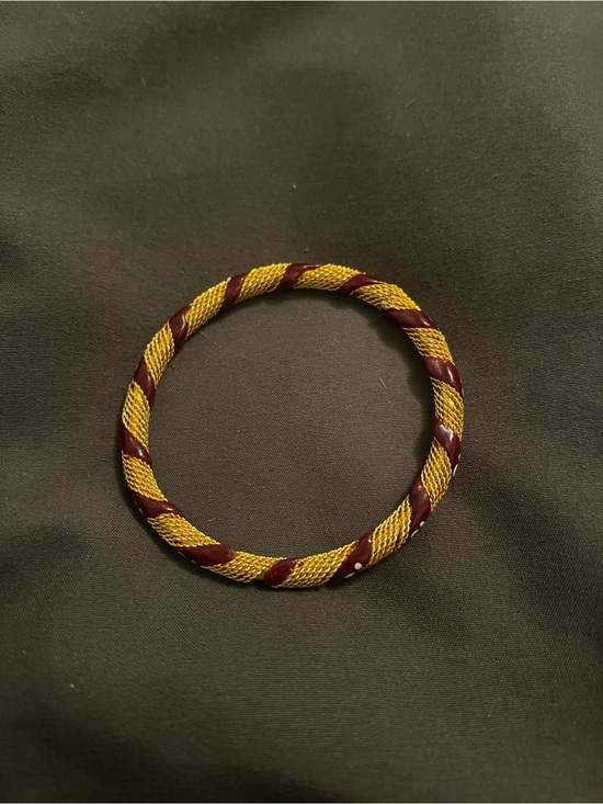Unk Jewelry - Gold and Burgundy Twisted Rope Bangle Bracelet